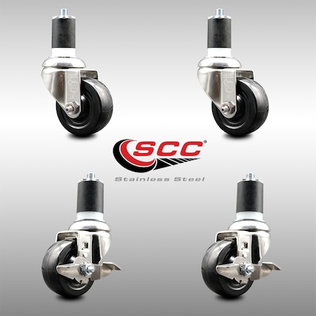 Service Caster 3 Inch 316SS Soft Rubber Swivel 1-7/8 Inch Expanding Stem Caster Brake SCC, 2PK SCC-SS316EX20S314-SRS-2-TLB-2-178